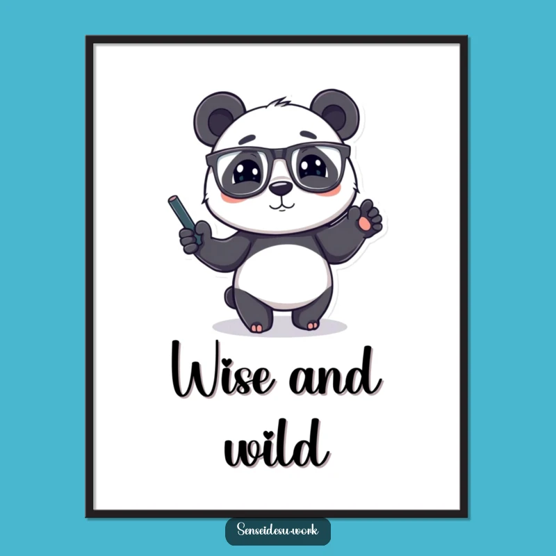 Funny Panda Professor Digital Print: Smart Art for Instant Humorous Gift
