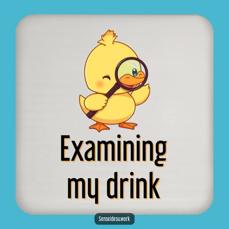 Funny Duckling Monocle Drink Coaster: Protect Surfaces with Droll Intellectual Humor