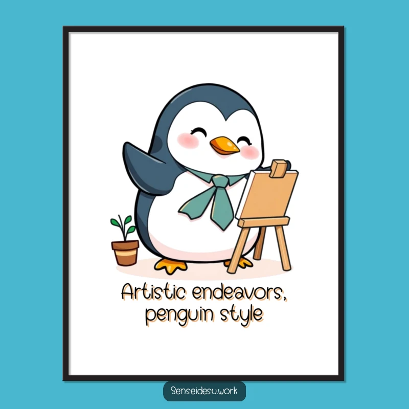 Free Printable Penguin Wall Art: Dapper Artist Penguin - Hilarious Downloadable Decor!