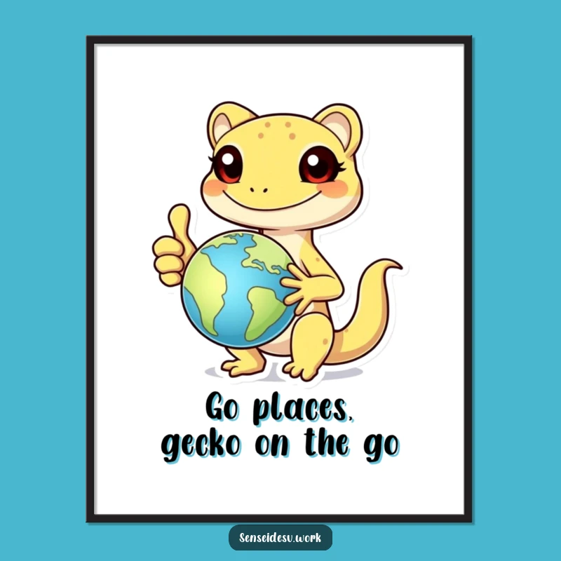 Free Printable Wall Art: Gecko's World Tour Humorous Downloadable Art for Adventurers