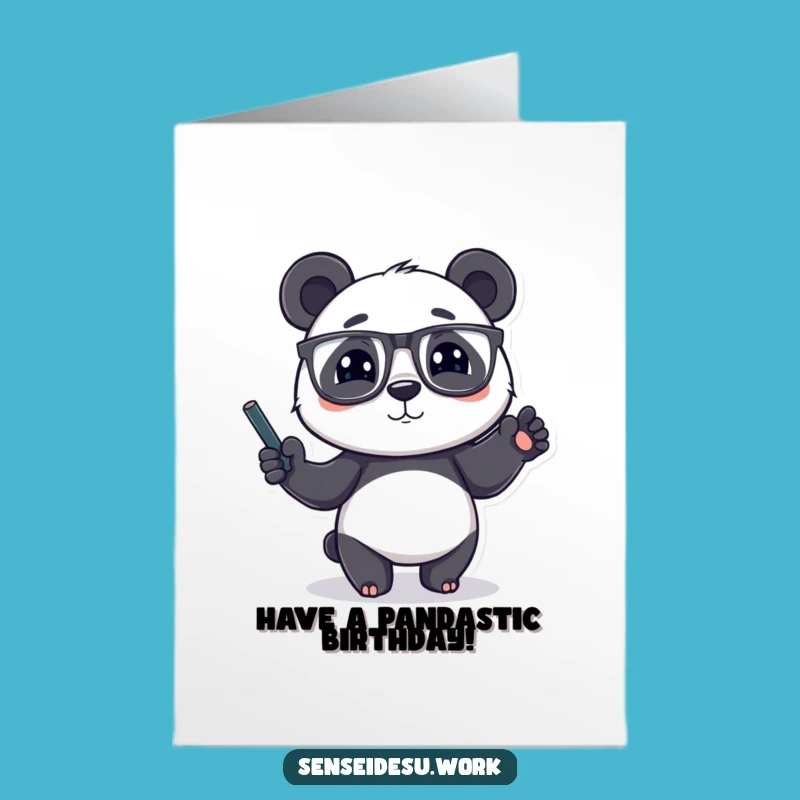 Free Printable Birthday Card: Panda Teacher Funny Downloadable Gift for Classy Celebrations