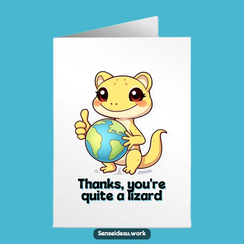 Free Printable Thank You Card: Gecko's Global Thanks Funny Downloadable Gift
